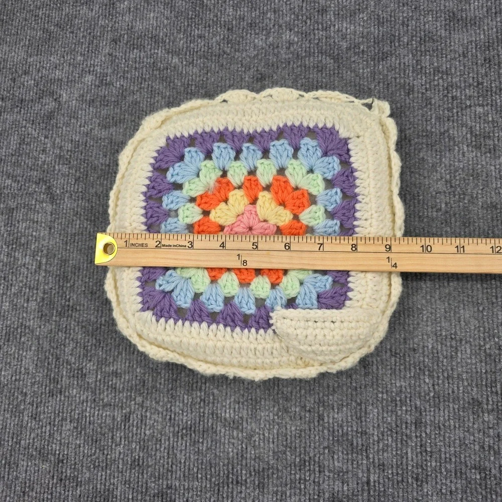 Handmade Crochet Rainbow Chevron Baby Blanket and Tooth Fairy Square Pillow Set